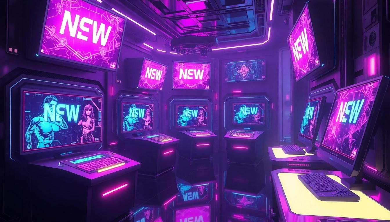 Futuristic digital environment with holographic NSFW content and neon lighting