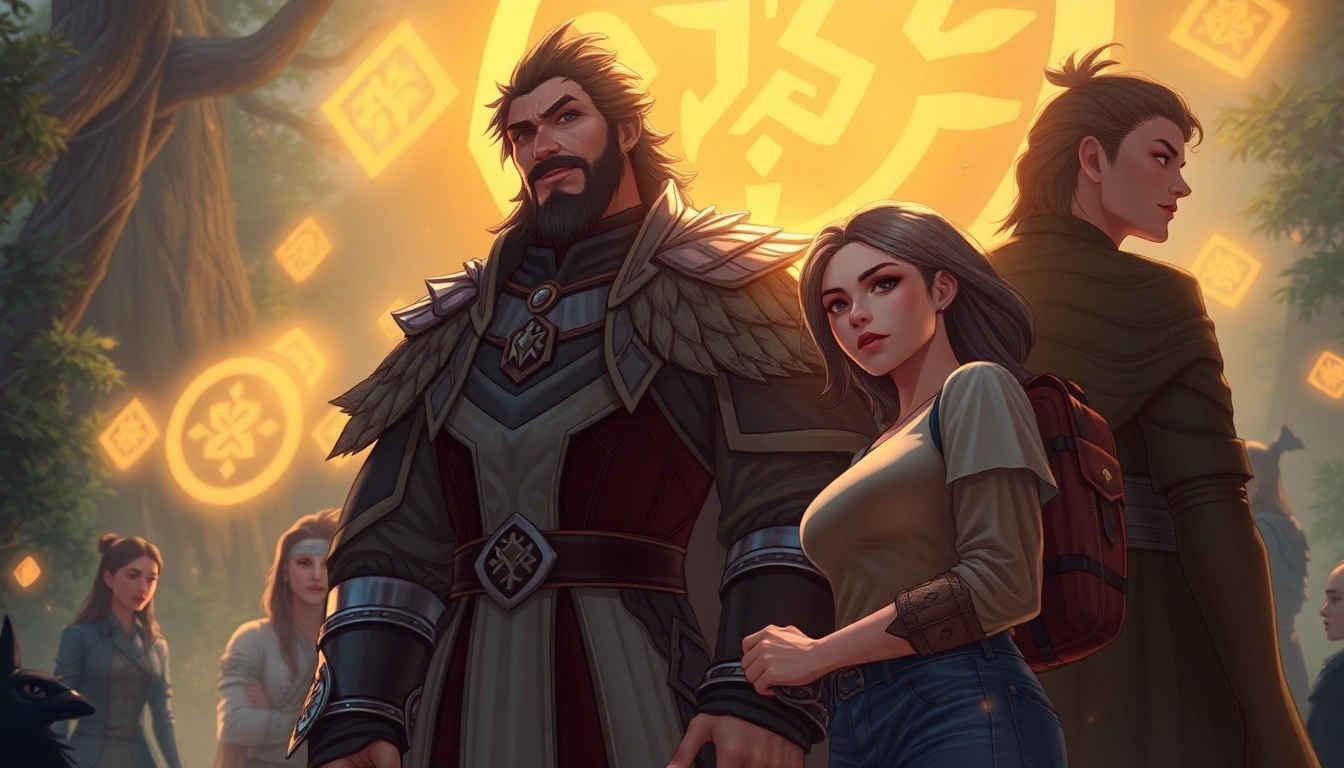Illustration of characters representing the Omegaverse concept in a fantasy setting with rich textures and warm lighting.