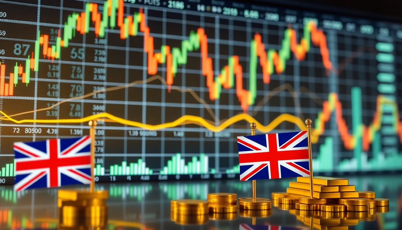 UK Stock Market News analysis with financial charts and gold reaching new high highlights